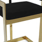 30" Black and Gold Velvet and Stainless Steel Low Back Bar Height Bar Chair