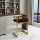 30" Black and Gold Velvet and Stainless Steel Low Back Bar Height Bar Chair