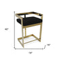 30" Black and Gold Velvet and Stainless Steel Low Back Bar Height Bar Chair