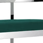 30" Green and Silver Metal and Velvet Low Back Bar Height Bar Chair