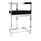 30" Black and Silver Velvet and Stainless Steel Low Back Bar Height Bar Chair