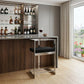 30" Black and Silver Velvet and Stainless Steel Low Back Bar Height Bar Chair