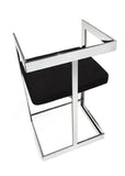 30" Black and Silver Velvet and Stainless Steel Low Back Bar Height Bar Chair