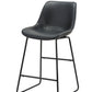 Set of Two Black Faux Leather and Metal Low Back Counter Height Bar Chairs