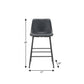 Set of Two Black Faux Leather and Metal Low Back Counter Height Bar Chairs