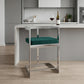 26" Green and Silver Velvet and Stainless Steel Low Back Counter Height Bar Chair