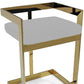26" Gold and Gray Metal and Velvet Low Back Counter Height Bar Chair