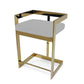 26" Gold and Gray Metal and Velvet Low Back Counter Height Bar Chair