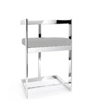 26" Gray and Silver Velvet and Stainless Steel Low Back Counter Height Bar Chair