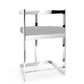 26" Gray and Silver Velvet and Stainless Steel Low Back Counter Height Bar Chair