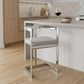 26" Gray and Silver Velvet and Stainless Steel Low Back Counter Height Bar Chair
