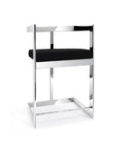 26" Black and Silver Velvet and Stainless Steel Low Back Counter Height Bar Chair