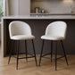 Set of Two 26" White and Black Fabric and Metal Low Back Counter Height Bar Chairs