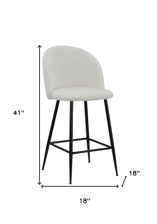 Set of Two 26" White and Black Fabric and Metal Low Back Counter Height Bar Chairs