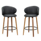 Set of Two 26" Black and Brown Faux Leather and Solid Wood Low Back Counter Height Bar Chairs