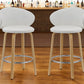 Set of Two 26" White and Brown Faux Leather and Solid Wood Low Back Counter Height Bar Chairs