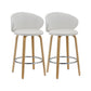 Set of Two 26" White and Brown Faux Leather and Solid Wood Low Back Counter Height Bar Chairs