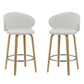 Set of Two 26" White and Brown Faux Leather and Solid Wood Low Back Counter Height Bar Chairs