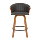 Set of Two 26" Black and Brown Faux Leather and Solid Wood Low Back Counter Height Bar Chairs