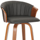 Set of Two 26" Black and Brown Faux Leather and Solid Wood Low Back Counter Height Bar Chairs