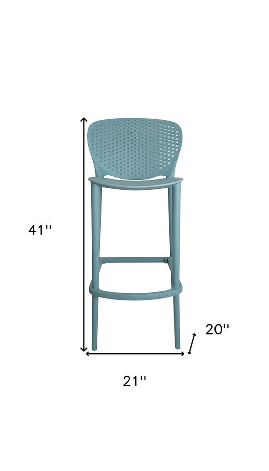Set of Four 30" Green Heavy Duty Plastic Low Back Bar Height Bar Chairs