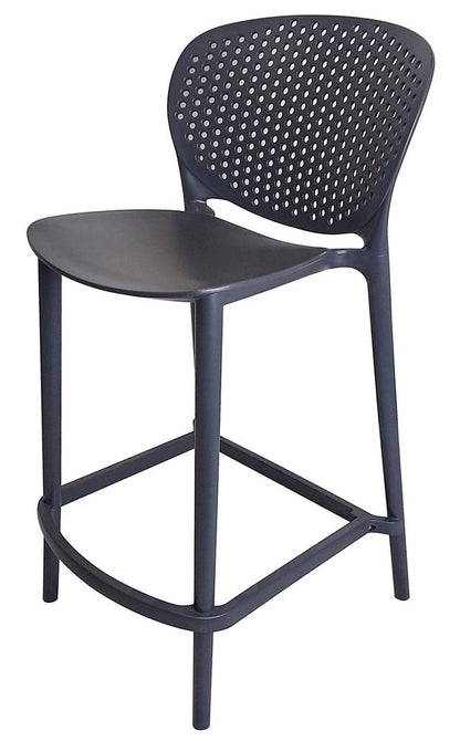 Set of Four 30" Dark Gray Heavy Duty Plastic Low Back Bar Height Bar Chairs