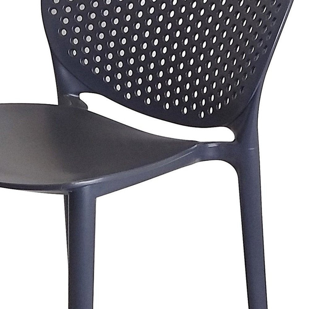 Set of Four 30" Dark Gray Heavy Duty Plastic Low Back Bar Height Bar Chairs