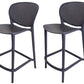 Set of Four 30" Dark Gray Heavy Duty Plastic Low Back Bar Height Bar Chairs