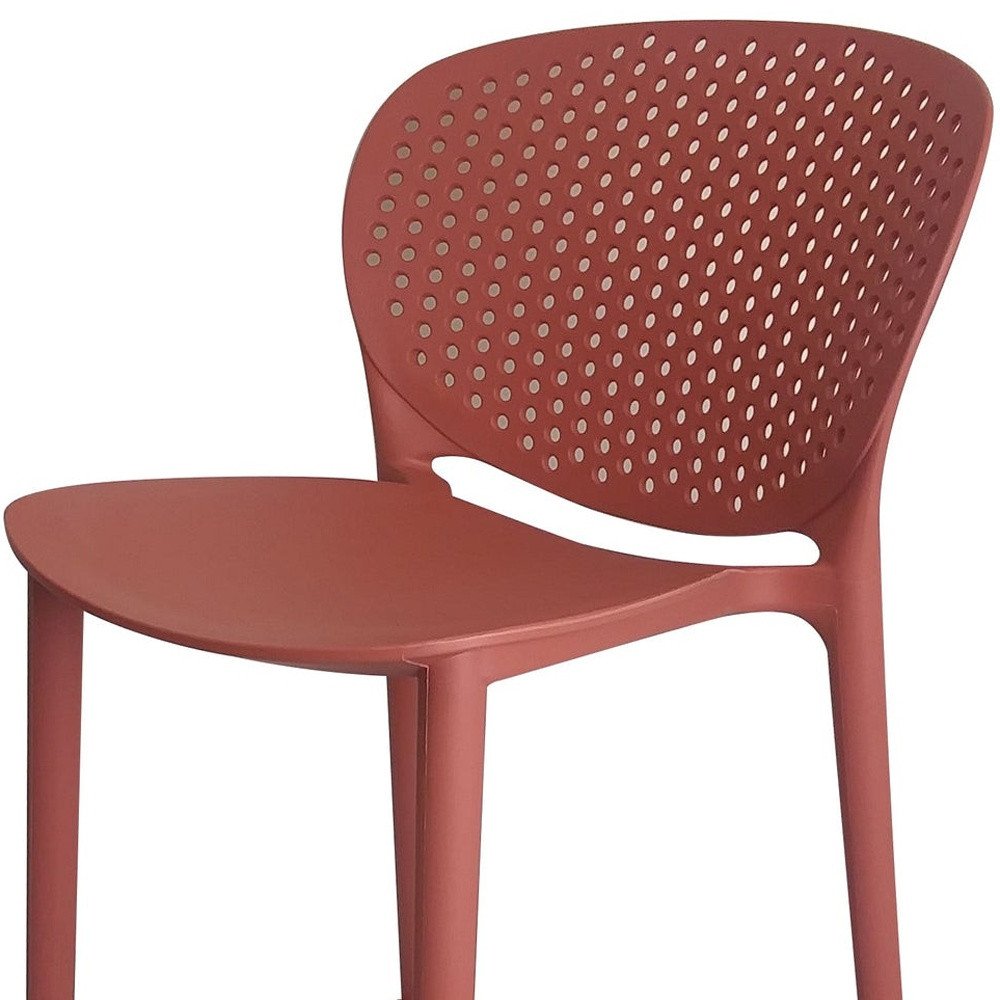 Set of Four 30" Orange Heavy Duty Plastic Low Back Bar Height Bar Chairs