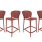 Set of Four 30" Orange Heavy Duty Plastic Low Back Bar Height Bar Chairs