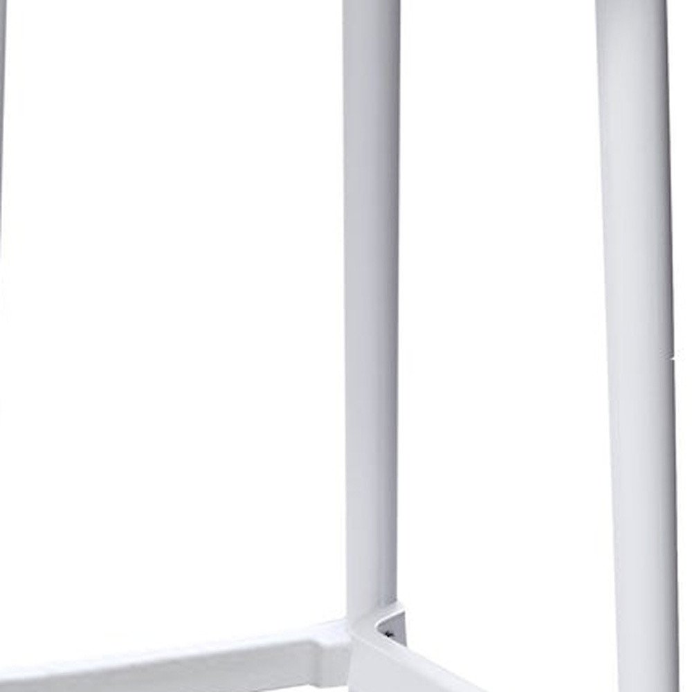 Set of Four 30" White Heavy Duty Plastic Low Back Bar Height Bar Chairs