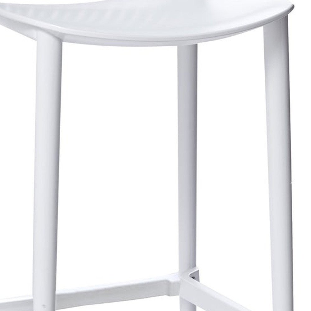 Set of Four 30" White Heavy Duty Plastic Low Back Bar Height Bar Chairs