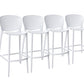 Set of Four 30" White Heavy Duty Plastic Low Back Bar Height Bar Chairs
