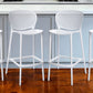 Set of Four 30" White Heavy Duty Plastic Low Back Bar Height Bar Chairs