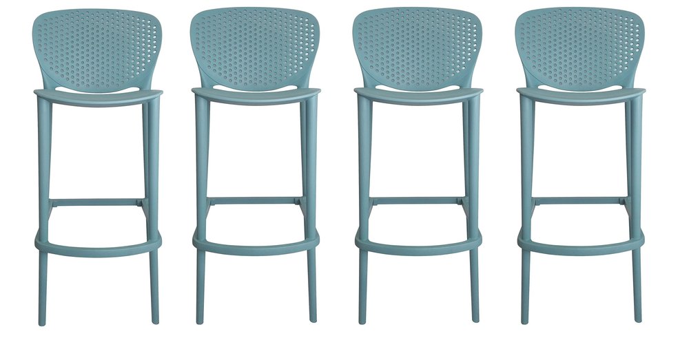 Set of Four 26" Green Heavy Duty Plastic Low Back Counter Height Bar Chairs