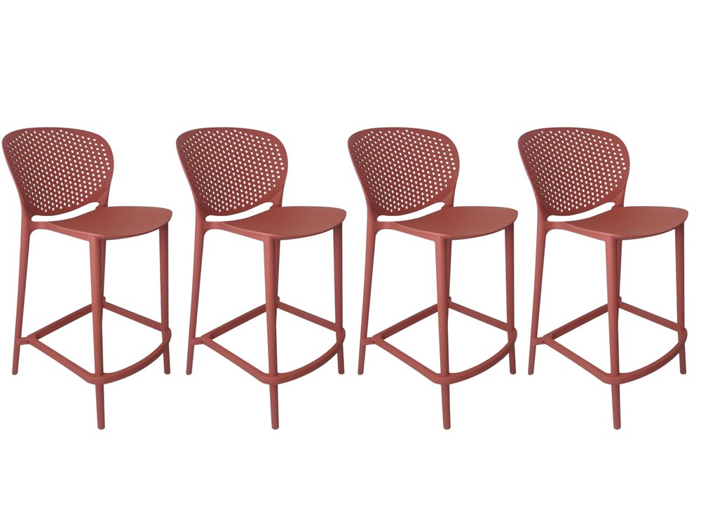 Set of Four 26" Orange Heavy Duty Plastic Low Back Counter Height Bar Chairs