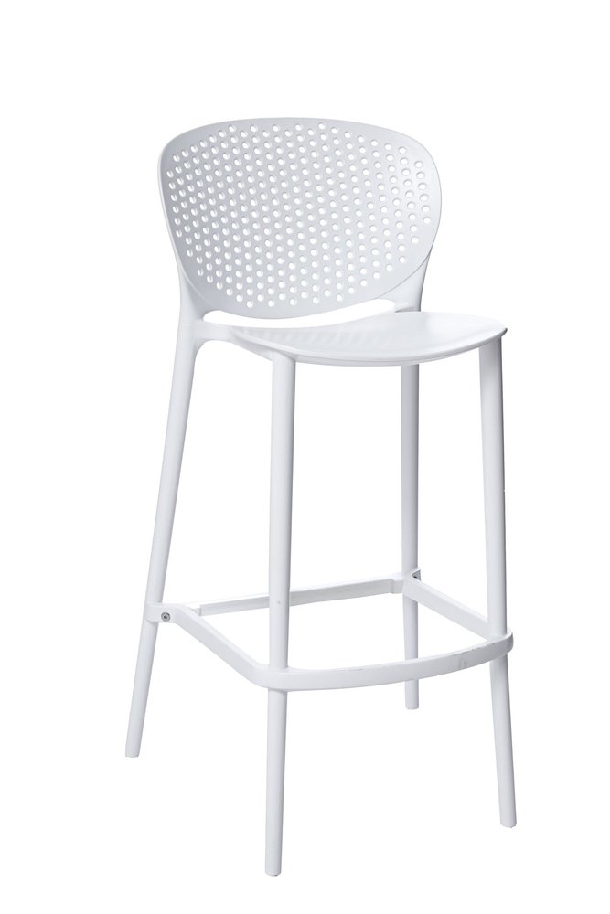 Set of Four 26" White Heavy Duty Plastic Low Back Counter Height Bar Chairs