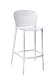 Set of Four 26" White Heavy Duty Plastic Low Back Counter Height Bar Chairs