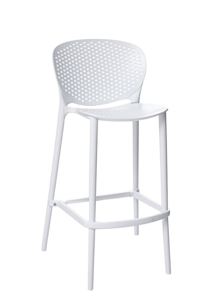 Set of Four 26" White Heavy Duty Plastic Low Back Counter Height Bar Chairs