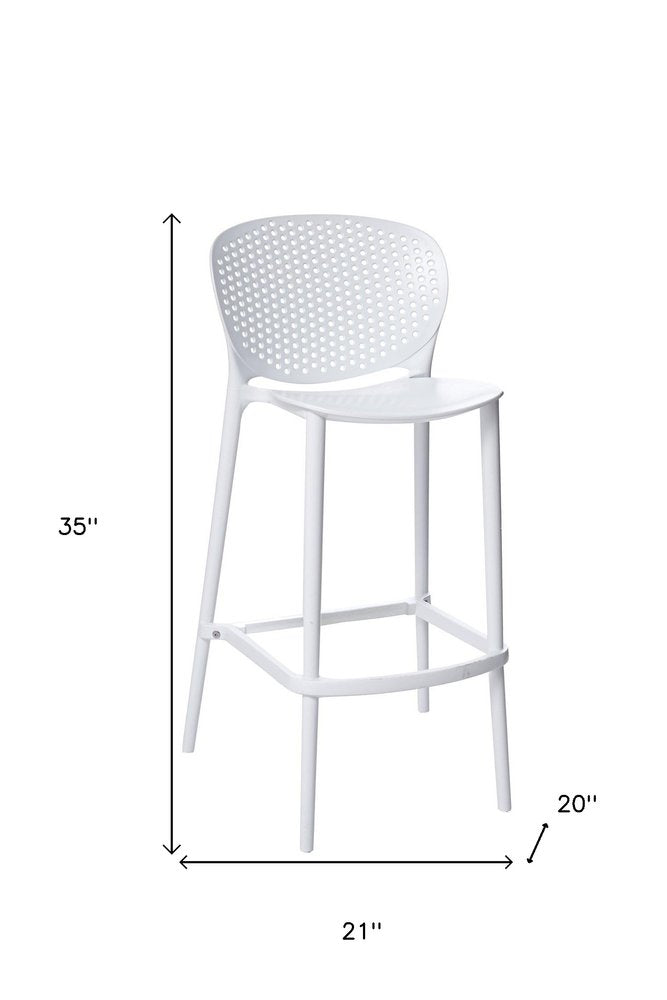 Set of Four 26" White Heavy Duty Plastic Low Back Counter Height Bar Chairs