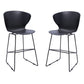 Set of Two 26" Black Heavy Duty Plastic and Metal Low Back Counter Height Bar Chairs