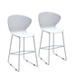 Set of Two 26" White and Silver Heavy Duty Plastic and Metal Low Back Counter Height Bar Chairs