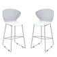 Set of Two 26" White and Silver Heavy Duty Plastic and Metal Low Back Counter Height Bar Chairs