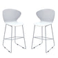 Set of Two 26" White and Silver Heavy Duty Plastic and Metal Low Back Counter Height Bar Chairs