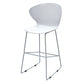 Set of Two 26" White and Silver Heavy Duty Plastic and Metal Low Back Counter Height Bar Chairs