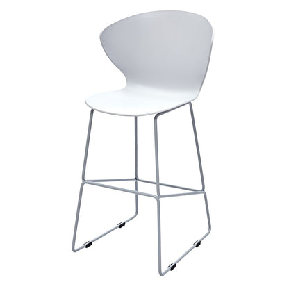 Set of Two 26" White and Silver Heavy Duty Plastic and Metal Low Back Counter Height Bar Chairs