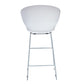 Set of Two 26" White and Silver Heavy Duty Plastic and Metal Low Back Counter Height Bar Chairs