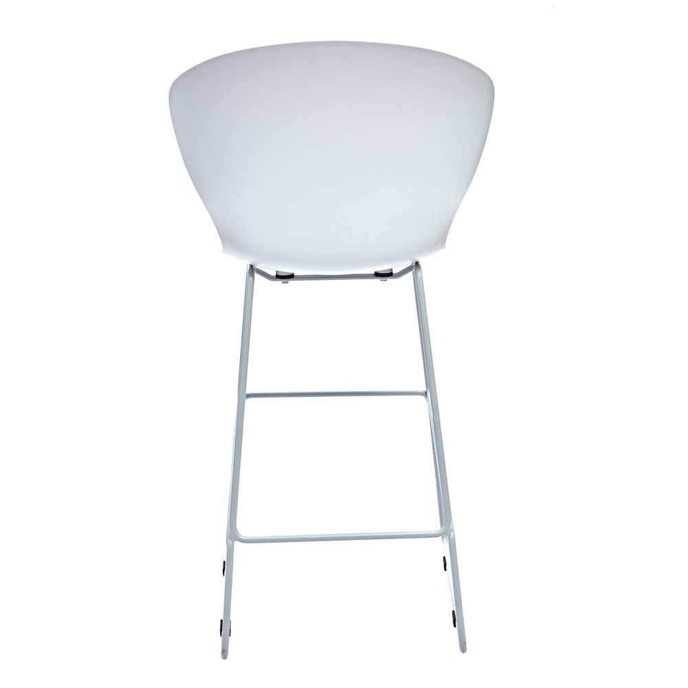 Set of Two 26" White and Silver Heavy Duty Plastic and Metal Low Back Counter Height Bar Chairs