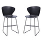 Set of Two 30" Black Heavy Duty Plastic and Metal Low Back Bar Height Bar Chairs