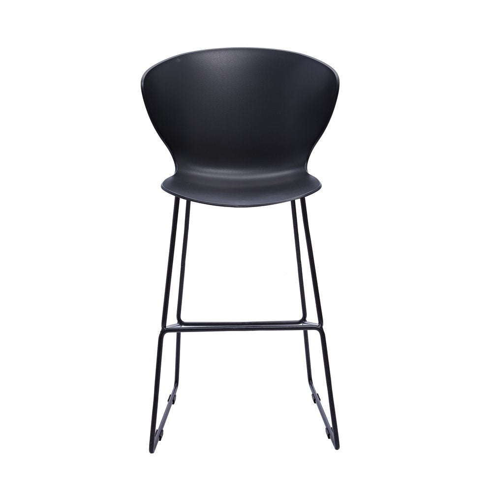 Set of Two 30" Black Heavy Duty Plastic and Metal Low Back Bar Height Bar Chairs